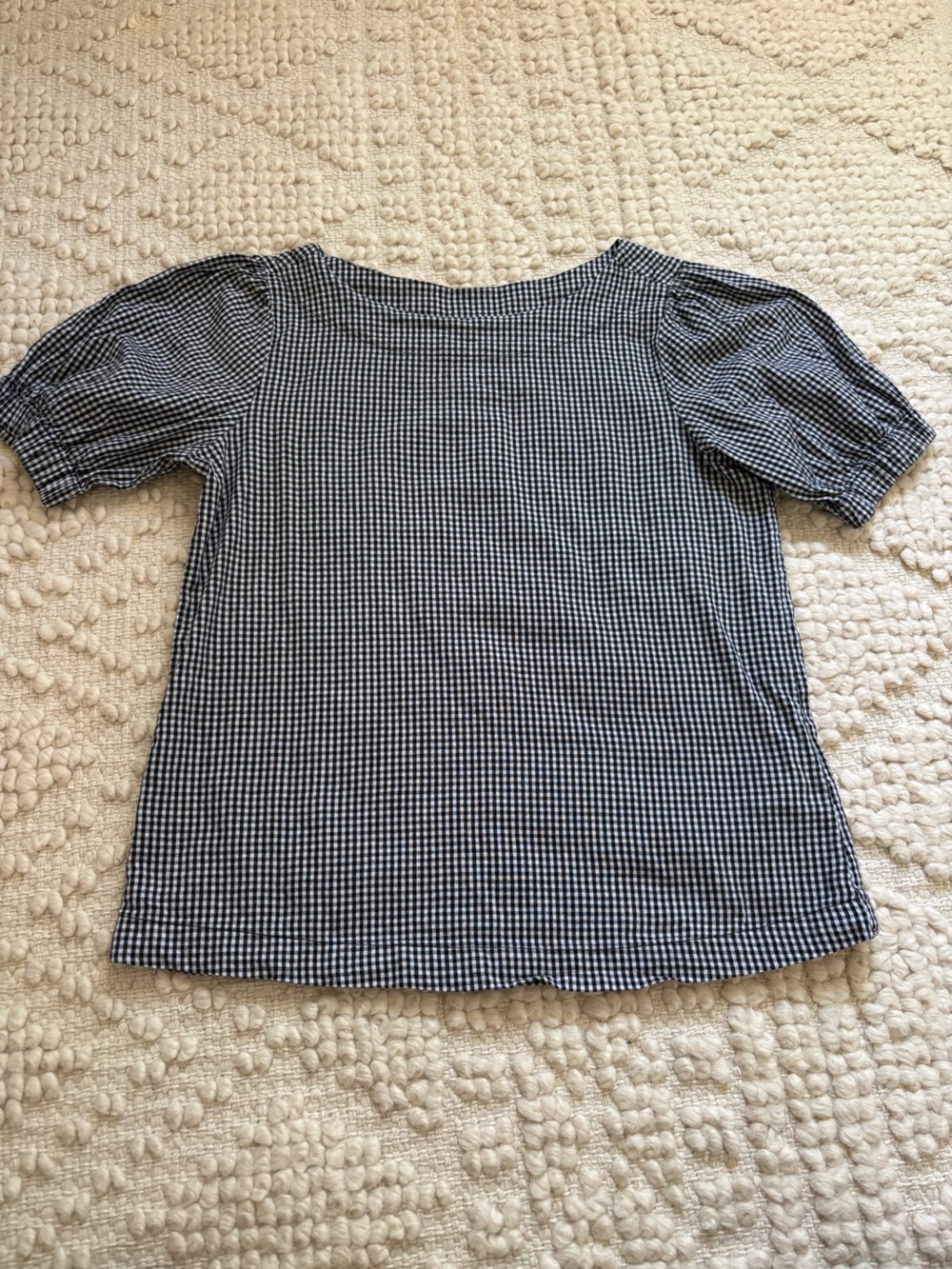 Black and White Gingham Short-Sleeve Shirt